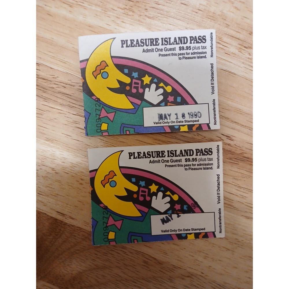 Pleasure Island Pass May 18, 1990 Set Of 2 Disney World Vintage Tickets